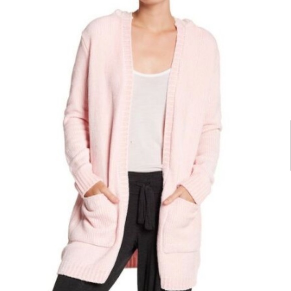 NWT PJ Salvage CHENILLE Long HOODED Sweater PINK LARGE - Picture 2 of 4